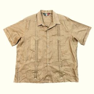 D’Accord Linen Cuban Guayabera Four Pocket Mexican Wedding Shirt Size 2X